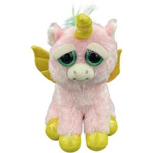 Feisty Pets Pink Gold Unicorn Plush With Wings